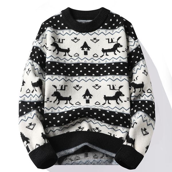 men's sweaters winter striped sweater harajuku s jumper thick warm o neck pullover male cartoon christmas 230105, White;black
men's sweaters winter striped sweater harajuku s jumper thick warm o neck pullover male cartoon christmas 230105, White;black