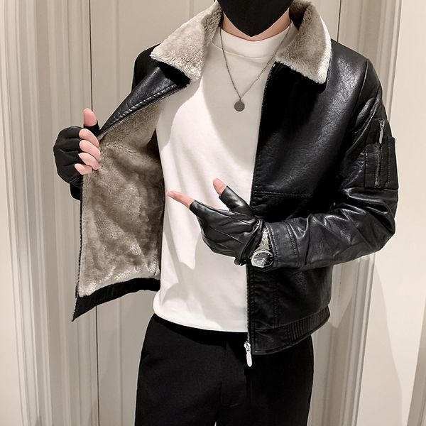 men's leather faux winter jackets plus velvet fur motorcycle biker jacket casual business pu coat streetwear social clothing 230105, Black
men's leather faux winter jackets plus velvet fur motorcycle biker jacket casual business pu coat streetwear social clothing 230105, Black