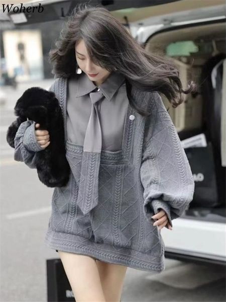 women s hoodies sweatshirts woherb casual loose patchwork women fake two pieces tie sweatshirt mid long pullover korean fashion streetwear y, Black
women s hoodies sweatshirts woherb casual loose patchwork women fake two pieces tie sweatshirt mid long pullover korean fashion streetwear y, Black