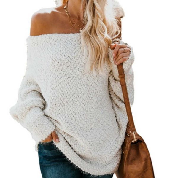 women's sweaters men's plus size knitted slash neck loose oversize women pullover long sleeve autumn winter 230105, White;black
women's sweaters men's plus size knitted slash neck loose oversize women pullover long sleeve autumn winter 230105, White;black