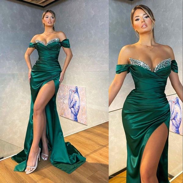 2023 evening dresses elegant mermaid off shoulder beaded crystal dark green formal prom gowns custom plus size pageant wear party gown robe, Black;red
2023 evening dresses elegant mermaid off shoulder beaded crystal dark green formal prom gowns custom plus size pageant wear party gown robe, Black;red