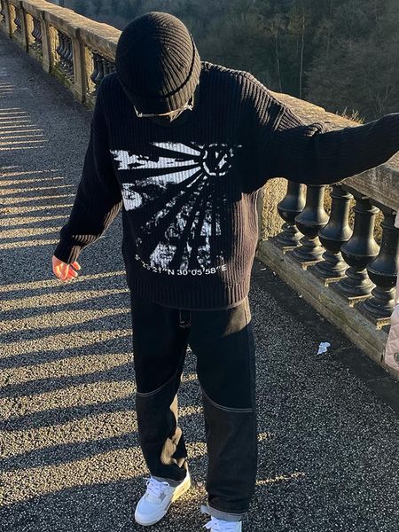 men's sweaters hip ripped grunge vintage knitted punk gothic streetwear jumpers sweater men women harajuku fashion pullover 230105, White;black
men's sweaters hip ripped grunge vintage knitted punk gothic streetwear jumpers sweater men women harajuku fashion pullover 230105, White;black