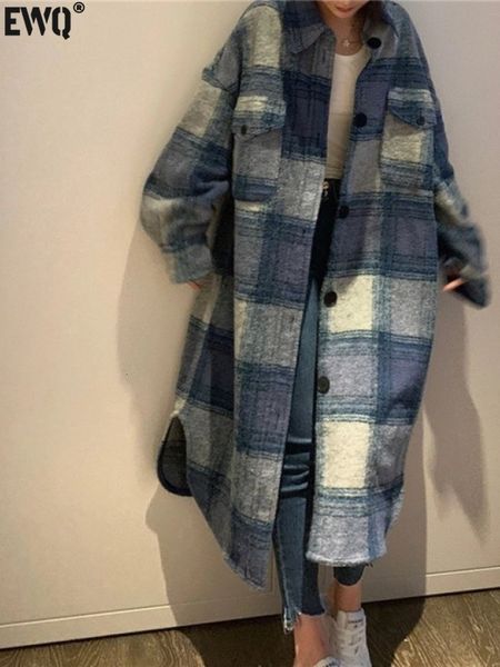 women' blends ewq plaid single korean outerwear female overcoat fashion 2023 spring winter women loose long woolen coats kaschmir mant, Black
women' blends ewq plaid single korean outerwear female overcoat fashion 2023 spring winter women loose long woolen coats kaschmir mant, Black