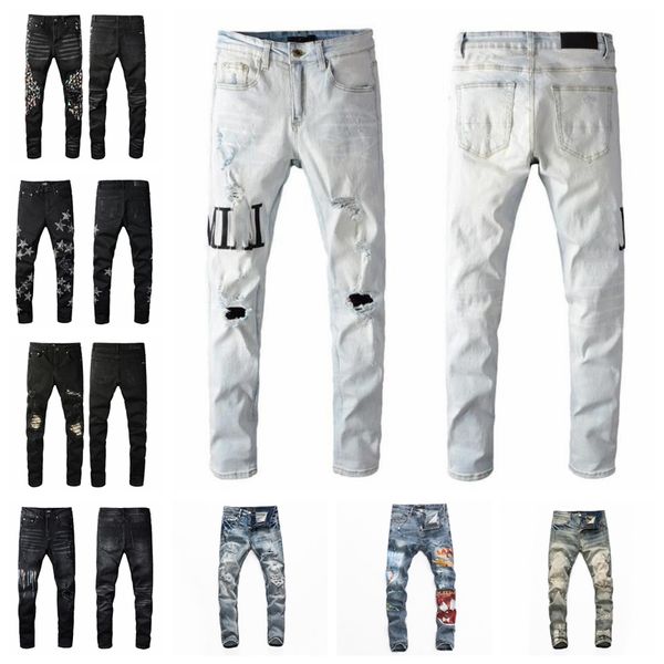 2023 spring designer mens jeans skinny black pants denim embroidery pants fashion holes trouser hip hop distressed zipper trousers119, Blue
2023 spring designer mens jeans skinny black pants denim embroidery pants fashion holes trouser hip hop distressed zipper trousers119, Blue