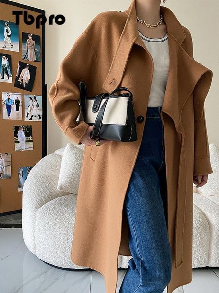 women's wool blend en coat fashion split reversible twosided long overcoat winter female outwear with belt streetwear 230105, Black
women's wool blend en coat fashion split reversible twosided long overcoat winter female outwear with belt streetwear 230105, Black