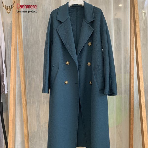 women's wool blends loose coat winter long 20 cashmere water ripple autumn doublebreasted 230105, Black
women's wool blends loose coat winter long 20 cashmere water ripple autumn doublebreasted 230105, Black