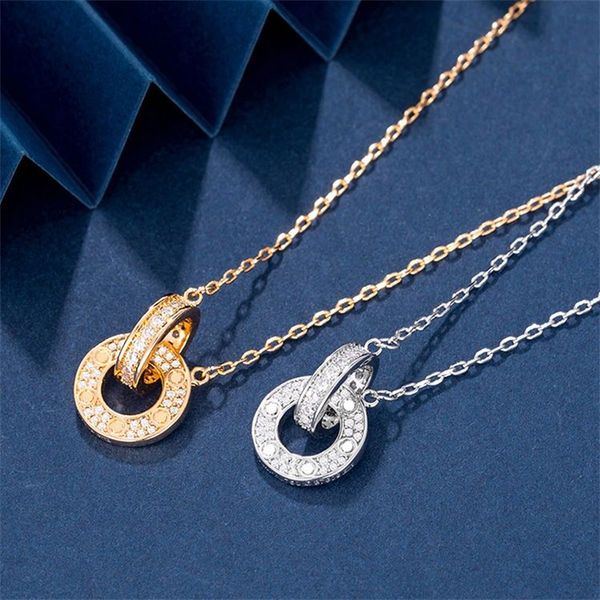 classic double rings pendant necklace for women gift fashion jewelry hypoallergenic valentines day chain designer necklaces iced out pendant, Silver
classic double rings pendant necklace for women gift fashion jewelry hypoallergenic valentines day chain designer necklaces iced out pendant, Silver