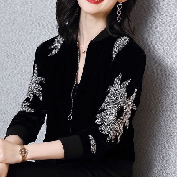 women's jackets retro womens sequined bomber jacket black velvet floral embroidered coat zipper beaded cardigan long sleeve baseball ou, Black;brown
women's jackets retro womens sequined bomber jacket black velvet floral embroidered coat zipper beaded cardigan long sleeve baseball ou, Black;brown
