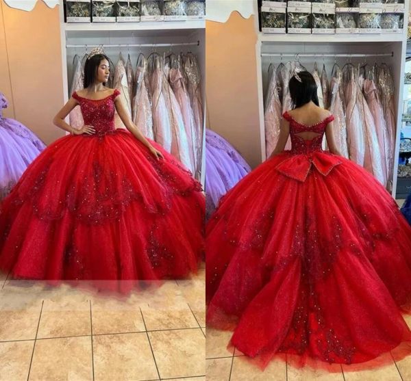 red quinceanera dresses lace applique beaded sequins off the shoulder tiered sweep train custom made tulle sweet 15 16 princess pageant ball, Blue;red
red quinceanera dresses lace applique beaded sequins off the shoulder tiered sweep train custom made tulle sweet 15 16 princess pageant ball, Blue;red