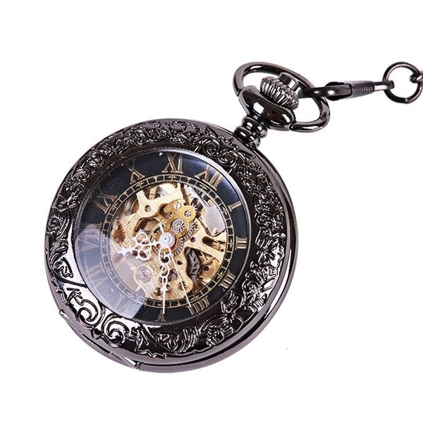 pocket watches luxury black mechanical watch for men women transparent case roman numeral dial fob chain pendant clock collection 230106, Slivery;golden
pocket watches luxury black mechanical watch for men women transparent case roman numeral dial fob chain pendant clock collection 230106, Slivery;golden
