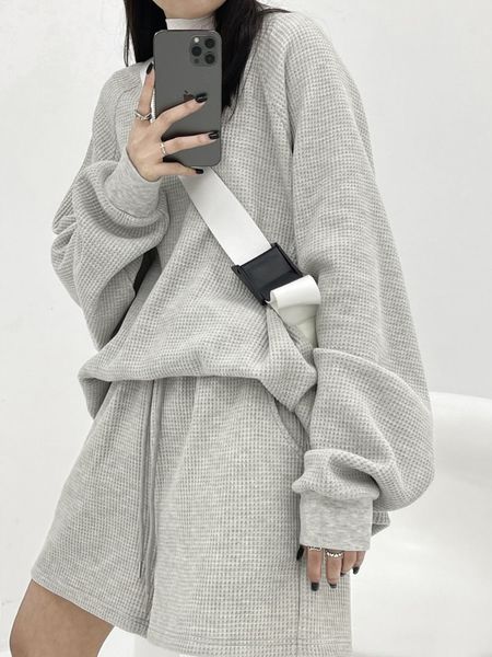 women's two piece pants houzhou korean fashion gray women tracksuit peice set long sleeve sweatshirt oversized elastic waist shorts aut, White
women's two piece pants houzhou korean fashion gray women tracksuit peice set long sleeve sweatshirt oversized elastic waist shorts aut, White