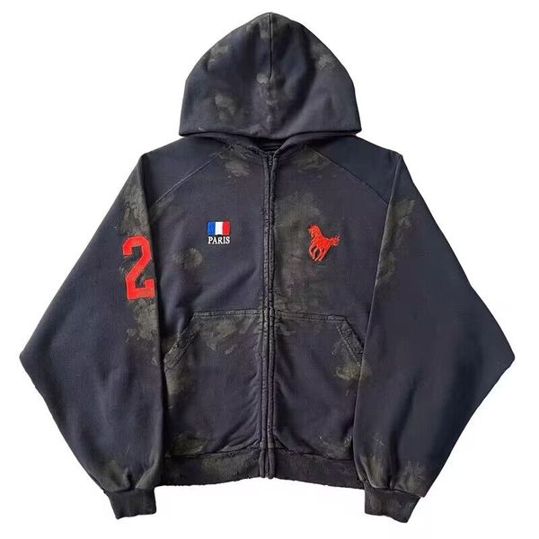 2022 france flag luxury zip hoodies men women super oversized horse embroidery destroyed hooded sweatshirts men bb paris, Black
2022 france flag luxury zip hoodies men women super oversized horse embroidery destroyed hooded sweatshirts men bb paris, Black