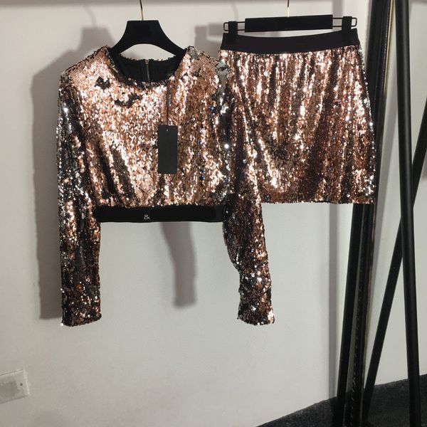 shiny sequins dresses suit polka dot round neck designer long sleeve shirt letter ribbon high waist hip wrap short skirt, Black;pink
shiny sequins dresses suit polka dot round neck designer long sleeve shirt letter ribbon high waist hip wrap short skirt, Black;pink