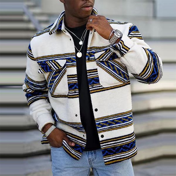 men's jackets vintage geometric striped mens 2023 spring fashion loose lapel coats outerwear winter long sleeve button down men jacket, Black;brown
men's jackets vintage geometric striped mens 2023 spring fashion loose lapel coats outerwear winter long sleeve button down men jacket, Black;brown