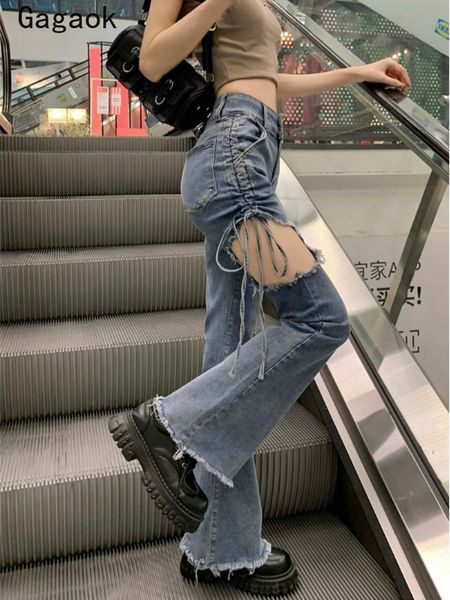 women's pants s gagaok denim pant women summer low hollow out bandage slim flare fashion streetwear solid wild clothing 230105, Black;white
women's pants s gagaok denim pant women summer low hollow out bandage slim flare fashion streetwear solid wild clothing 230105, Black;white