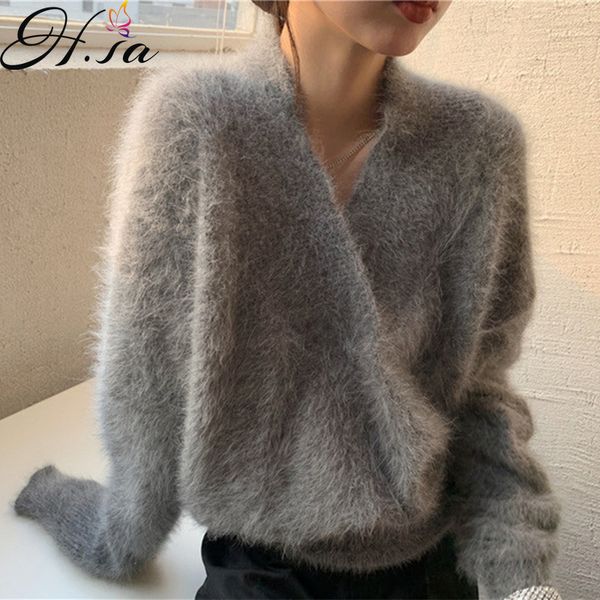 men's sweaters hsa women spring knitwear jumpers mohair v neck mink fur pullover korean solid fake chic coat 230105, White;black
men's sweaters hsa women spring knitwear jumpers mohair v neck mink fur pullover korean solid fake chic coat 230105, White;black