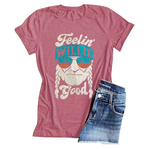 women's t shirt fkkfyy women feelin willie good letter printed short sleeve t shirts 230105, White
women's t shirt fkkfyy women feelin willie good letter printed short sleeve t shirts 230105, White