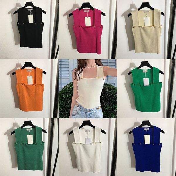 letter button knitted vest tanks t shirts for women fashion square neck knit sweaters designer sleeveless tees, White
letter button knitted vest tanks t shirts for women fashion square neck knit sweaters designer sleeveless tees, White