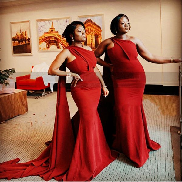 fashion cap streamer red bridesmaid dresses mermaid one shoulder african women long wedding party dress maid of honor vestidos, White;pink
fashion cap streamer red bridesmaid dresses mermaid one shoulder african women long wedding party dress maid of honor vestidos, White;pink