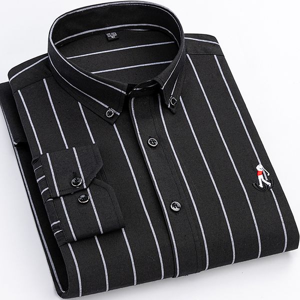 men's casual shirts oxford striped long sleeve for man breast embroidery without pocket easy care businessman shirts clothing soft 2301, White;black
men's casual shirts oxford striped long sleeve for man breast embroidery without pocket easy care businessman shirts clothing soft 2301, White;black