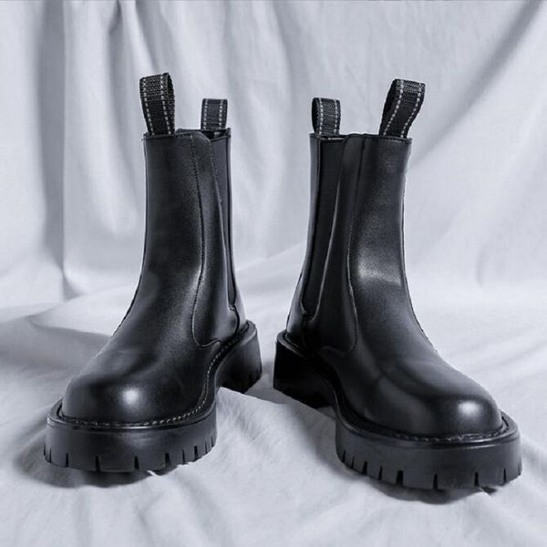 men leather chelsea spring boots platform ankle boots male thick bottom motorcycle winter mens chunky casual shoes da021, Black
men leather chelsea spring boots platform ankle boots male thick bottom motorcycle winter mens chunky casual shoes da021, Black