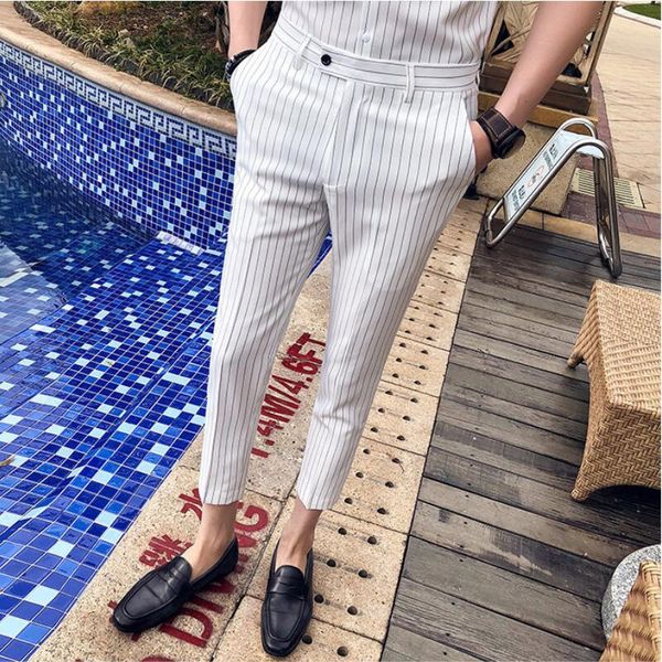 men's pants stripe slim fit midwaist trousers classic vintage check suit male wedding business formal 35 230106, Black
men's pants stripe slim fit midwaist trousers classic vintage check suit male wedding business formal 35 230106, Black