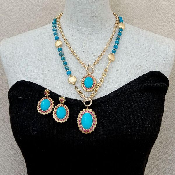 earrings necklace blue sea sediment jaspers turquoises pendant chain statement set 18" for women 230105, Silver
earrings necklace blue sea sediment jaspers turquoises pendant chain statement set 18" for women 230105, Silver