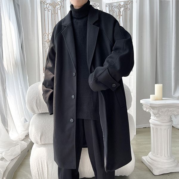 men's wool blends korean coat woolen long loose casual singlebreasted couple overcoat autumn winter trend fashion large size 5xl 230105, Black
men's wool blends korean coat woolen long loose casual singlebreasted couple overcoat autumn winter trend fashion large size 5xl 230105, Black
