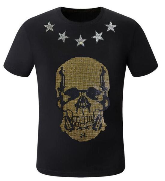 man designer borunke t shirt rhinestone pullover tees men's gifts, White;black 
man designer borunke t shirt rhinestone pullover tees men's gifts, White;black