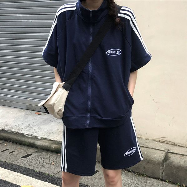 women's two piece pants shorts set for women summer casual clothing solid short sleeve coat matching suit zipper female sportswear out, White
women's two piece pants shorts set for women summer casual clothing solid short sleeve coat matching suit zipper female sportswear out, White