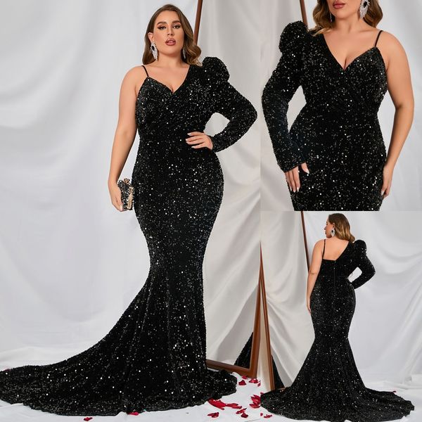 black sequined plus size evening dresses one shoulder neckline prom gowns mermaid long sleeve special occasion dress
black sequined plus size evening dresses one shoulder neckline prom gowns mermaid long sleeve special occasion dress
