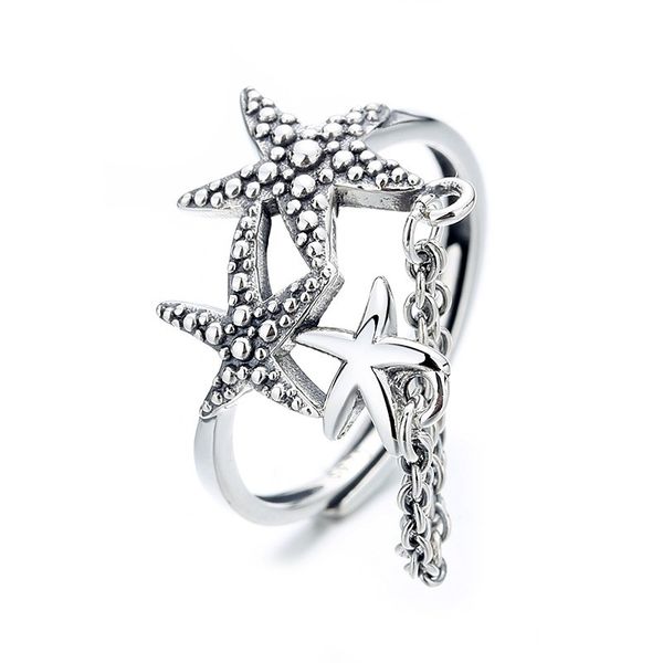 925 sterling silver starfish chain tassel ring women vintage adjustable geometric star finger rings female romantic valentines gift
925 sterling silver starfish chain tassel ring women vintage adjustable geometric star finger rings female romantic valentines gift