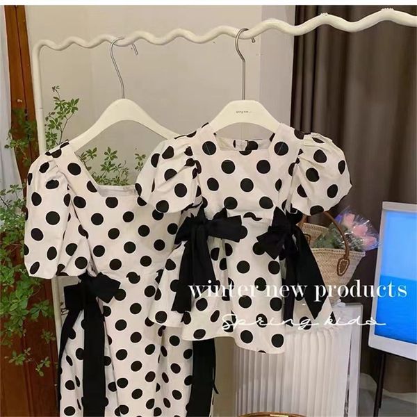 clothing sets family matching clothes spring summer shirt cute dot mother daughter soft cotton dres long baby girl 230105, White 
clothing sets family matching clothes spring summer shirt cute dot mother daughter soft cotton dres long baby girl 230105, White