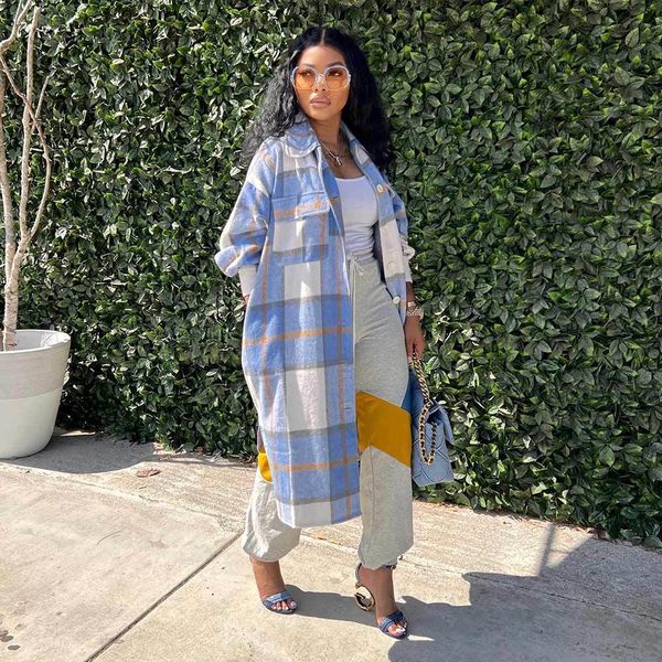 women's knits tee shacket jacket casual long plaid lapel button down sleeve coat 230106, White
women's knits tee shacket jacket casual long plaid lapel button down sleeve coat 230106, White