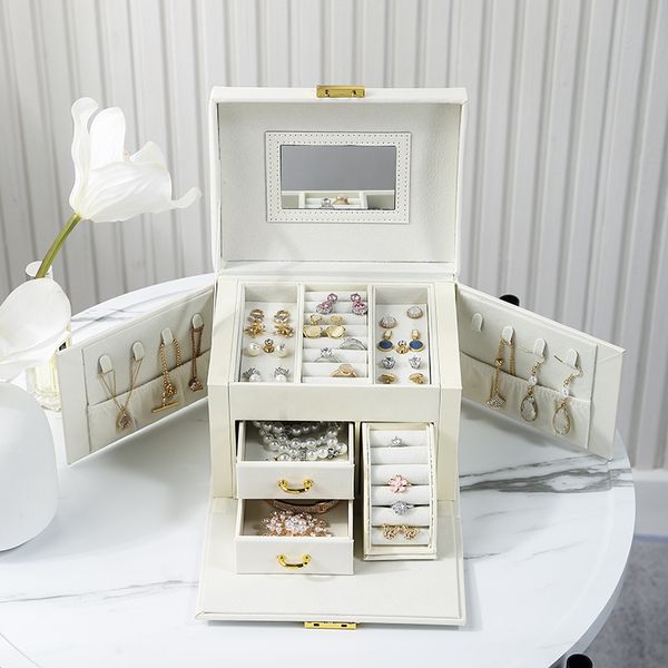 jewelry jars casegrace large drawer jewellery boxes pu leather box organizer velvet earring ring necklace storage case casket 230105, Golden;white
jewelry jars casegrace large drawer jewellery boxes pu leather box organizer velvet earring ring necklace storage case casket 230105, Golden;white