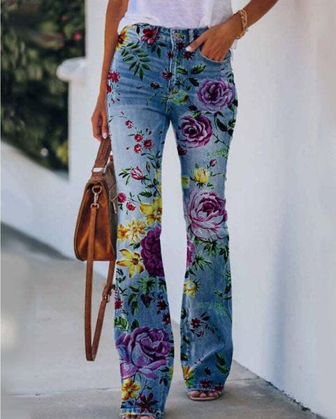 women's jeans print full length pants casual daily micro elastic flower floral high waist loose green blue purple yellow light 230105
women's jeans print full length pants casual daily micro elastic flower floral high waist loose green blue purple yellow light 230105