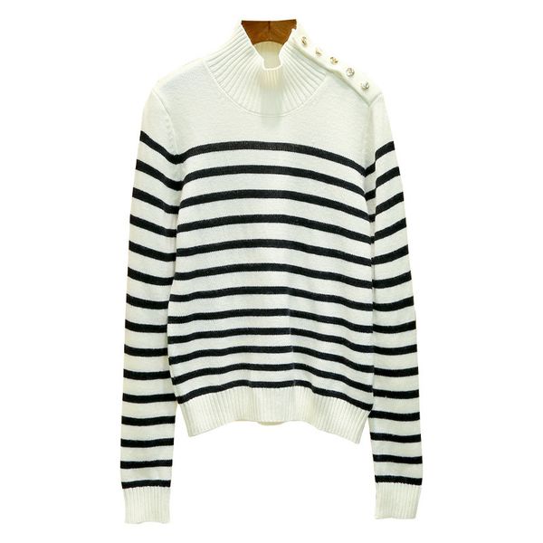 women sweaters clothing wool luxury stripe sweater womens high neck pullover slim fit long sleeve knitwear lady mumu, White;black
women sweaters clothing wool luxury stripe sweater womens high neck pullover slim fit long sleeve knitwear lady mumu, White;black