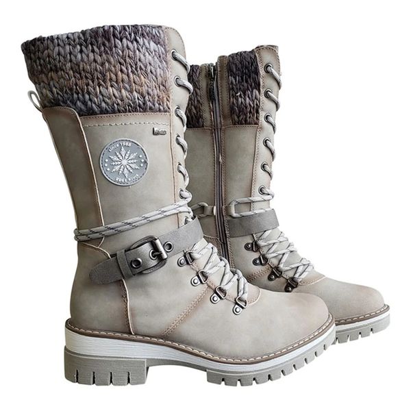boots 2023 women winter buckle lace knitted mid-calf low heel round toe warm botas de mujer 230106, Black
boots 2023 women winter buckle lace knitted mid-calf low heel round toe warm botas de mujer 230106, Black