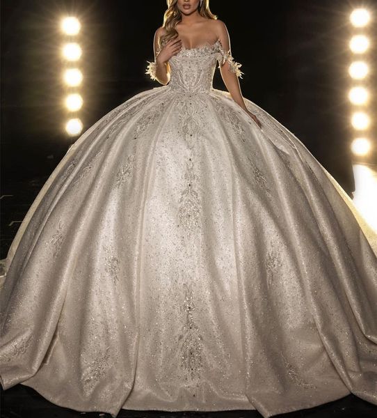 luxury ball gown wedding dresses appliques bateau sleeveless off shoulder sequins ruffles appliques floor length lace beaded ruffles formal, White
luxury ball gown wedding dresses appliques bateau sleeveless off shoulder sequins ruffles appliques floor length lace beaded ruffles formal, White