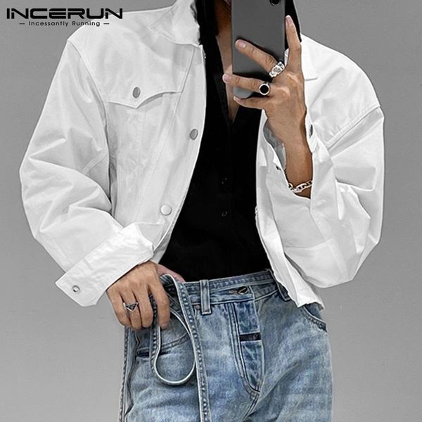 men s jackets incerun fashion lapel collar long sleeve solid color button crop coats streetwear casual outerwear s 5xl 7 230106, Black;brown
men s jackets incerun fashion lapel collar long sleeve solid color button crop coats streetwear casual outerwear s 5xl 7 230106, Black;brown