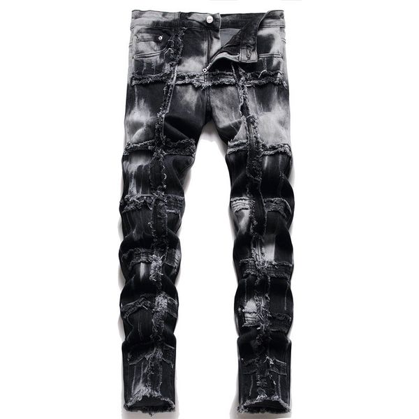 men's jeans winter scratched trouser feet worn 3d splice slim black grey gradual color change pants stretch high street23 230106, Blue
men's jeans winter scratched trouser feet worn 3d splice slim black grey gradual color change pants stretch high street23 230106, Blue