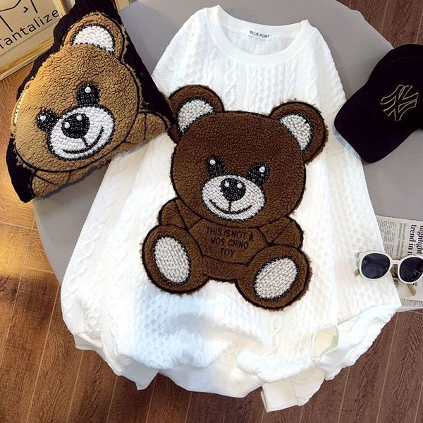 women's hoodies sweatshirts autumn and winter cashmere sweater casual loose jacquard design sense heavy industry bear coat 230106, Black
women's hoodies sweatshirts autumn and winter cashmere sweater casual loose jacquard design sense heavy industry bear coat 230106, Black