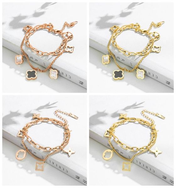 pretty double layer openwork stainless steel clover charm bracelet lucky four leaf women jewelry for women gift1910968, Golden;silver
pretty double layer openwork stainless steel clover charm bracelet lucky four leaf women jewelry for women gift1910968, Golden;silver