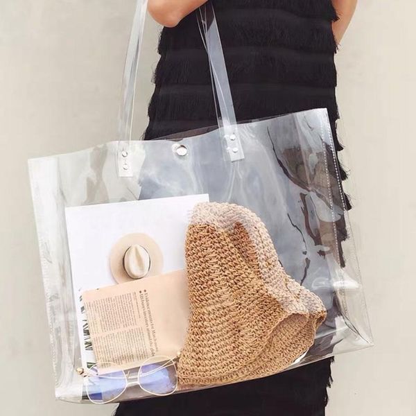 evening bag's trend clear beach pvc transparent female handbags large shopper shoulder portable summer lucid pouch 230106
evening bag's trend clear beach pvc transparent female handbags large shopper shoulder portable summer lucid pouch 230106