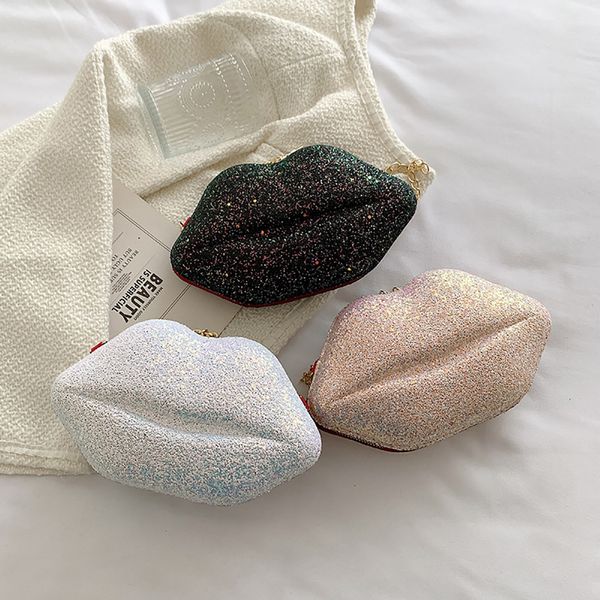 evening bag hard shell shoulder lady metal chain lip shape handbag chic single creative zipper 230106
evening bag hard shell shoulder lady metal chain lip shape handbag chic single creative zipper 230106