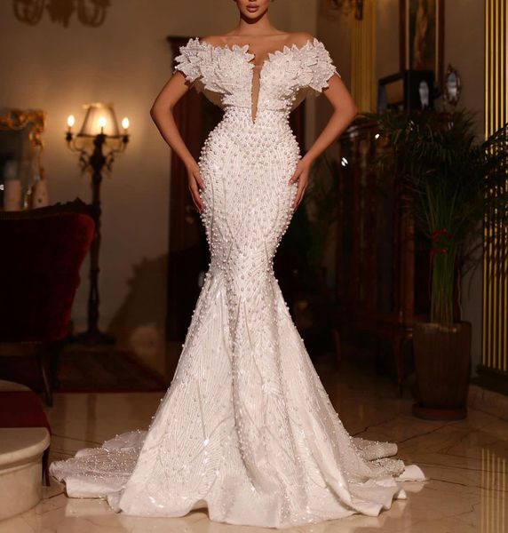 luxury mermaid wedding dresses sleeveless v neck off shoulder 3d lace leaf appliques sequins beaded pearls floor length plus size formal bri, White
luxury mermaid wedding dresses sleeveless v neck off shoulder 3d lace leaf appliques sequins beaded pearls floor length plus size formal bri, White