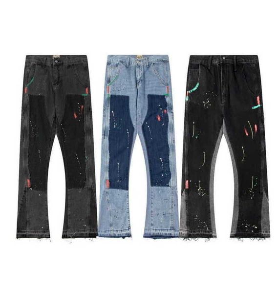 men's and women's jeans fashion brand designer pants gallxxyed wash water contrast splice casual denim loose trousers, Blue
men's and women's jeans fashion brand designer pants gallxxyed wash water contrast splice casual denim loose trousers, Blue