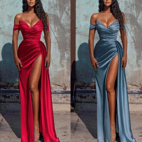 elegant prom dresses mermaid sweetheart with beads off the shoulder retract waist solid color high split zipper floor length custom made eve, Black
elegant prom dresses mermaid sweetheart with beads off the shoulder retract waist solid color high split zipper floor length custom made eve, Black