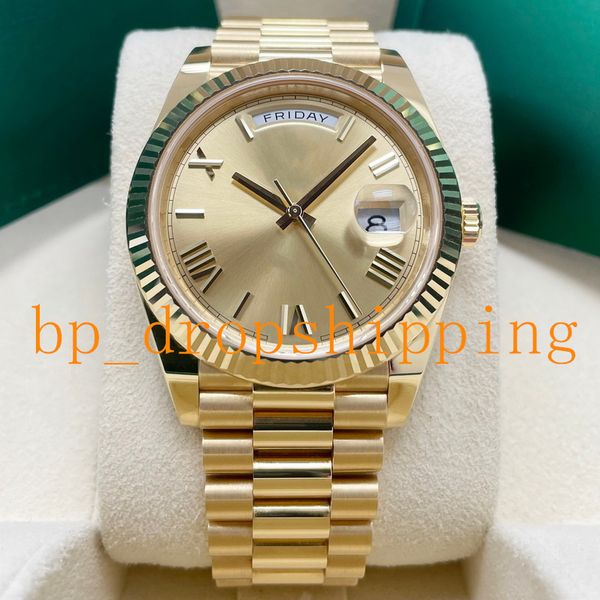 luxury mens watch 18k gold 41mm roman dial automatic mechanical men's watches stainless steel daydate president quality original clasp, Slivery;brown
luxury mens watch 18k gold 41mm roman dial automatic mechanical men's watches stainless steel daydate president quality original clasp, Slivery;brown