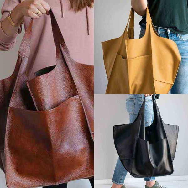 shoulder bag casual large capacity tote s for women designer big solid color handbags luxury pu leather shopper 2022 220224
shoulder bag casual large capacity tote s for women designer big solid color handbags luxury pu leather shopper 2022 220224